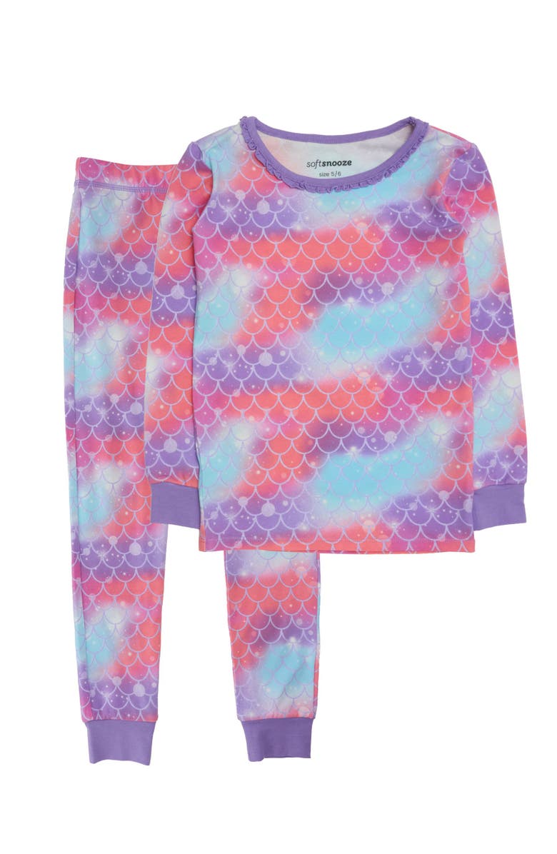 Softsnooze Modal Blend Ruffle Long Sleeve Pajama Set, Main, color, Shimmer Mermaid Tale