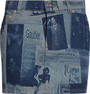 Jean Paul Gaultier Newspaper Print Denim Miniskirt