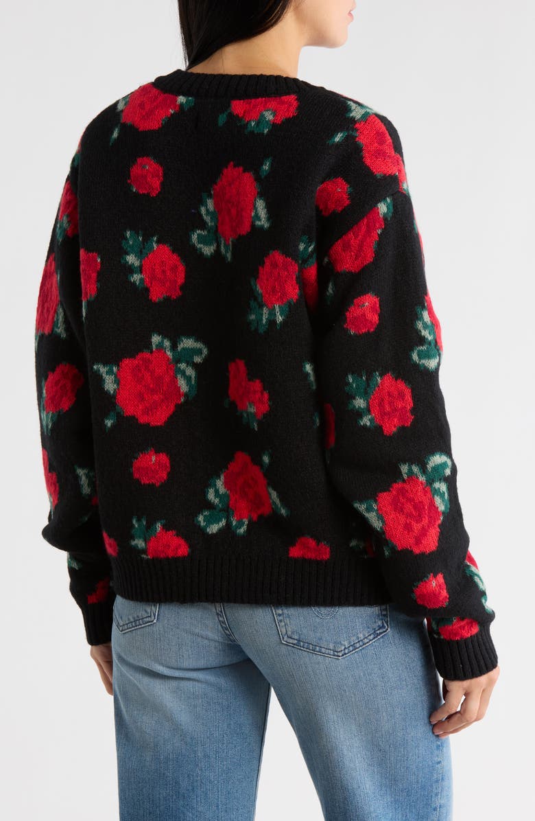 BLANKNYC Roses are Red Cardigan, Alternate, color, Roses Are Red