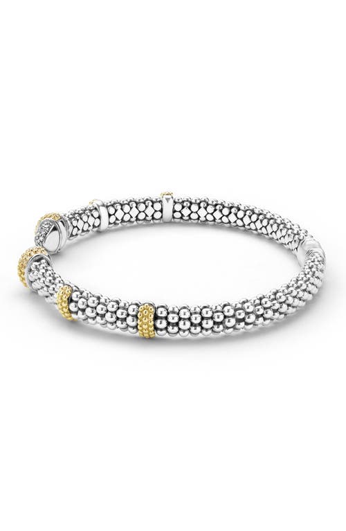 Lagos Caviar Lux 2-tone Caviar Diamond Versa Torque Bracelet In Metallic