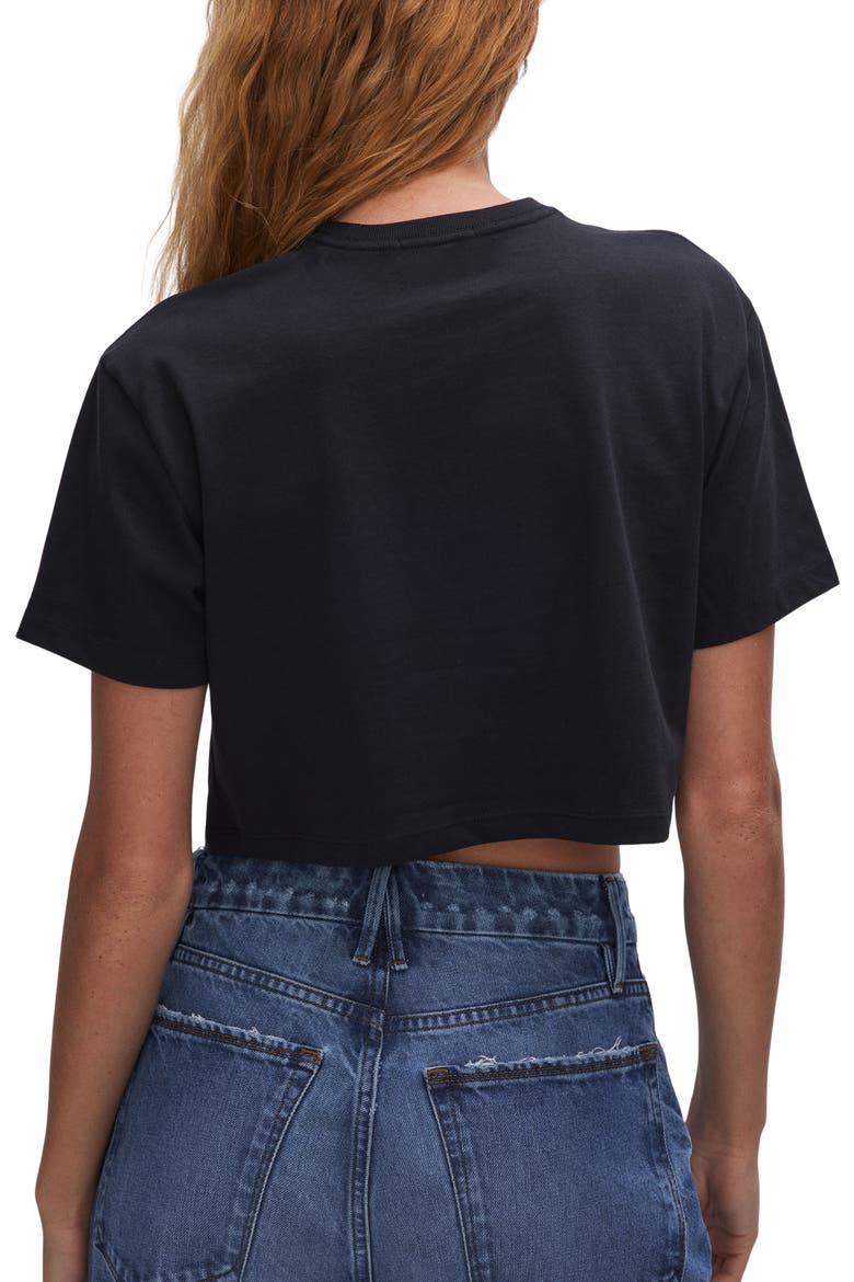 Crop Cotton T-Shirt, Alternate, color, BLACK001