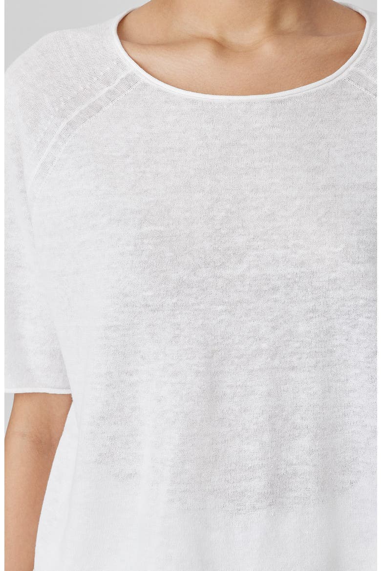 Rolled Edge Linen Blend Sweater, Alternate, color, WHITE