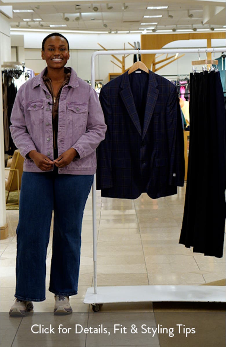 Flynn Classic Fit Navy 
Brown Plaid Wool Sport Coat, sales video thumbnail