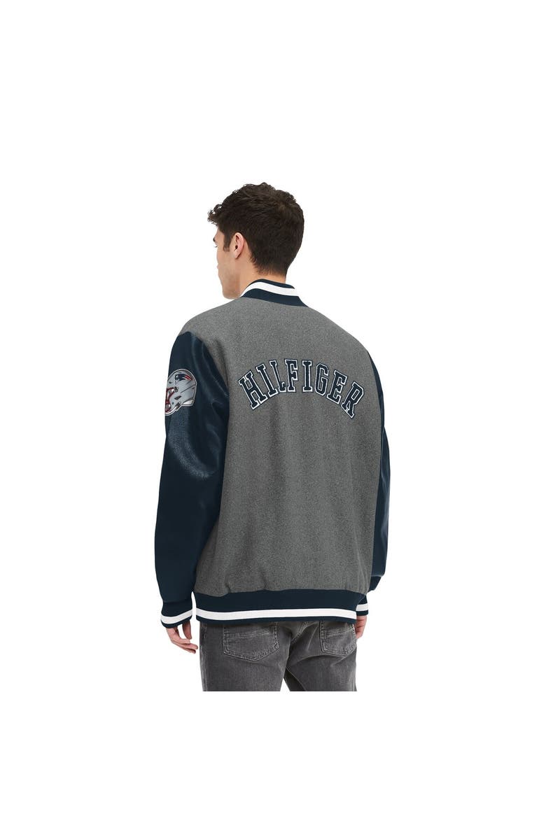 Tommy Hilfiger Men's Tommy Hilfiger  Heather Gray/Navy New England Patriots Gunner Full-Zip Varsity Jacket, Alternate, color, Heather Gray