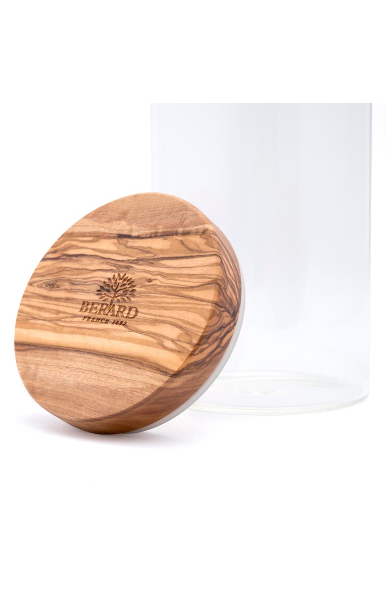 Berard Glass Storage Jar With Olive Wood Lid, 30-ounce, Alternate, color, Brown