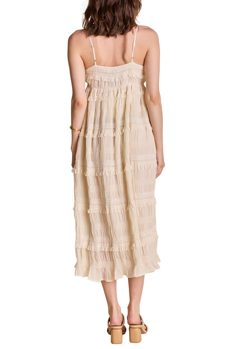 English Factory Smocked Ruffle Sleeveless Maxi Dress, Alternate, color, Cream