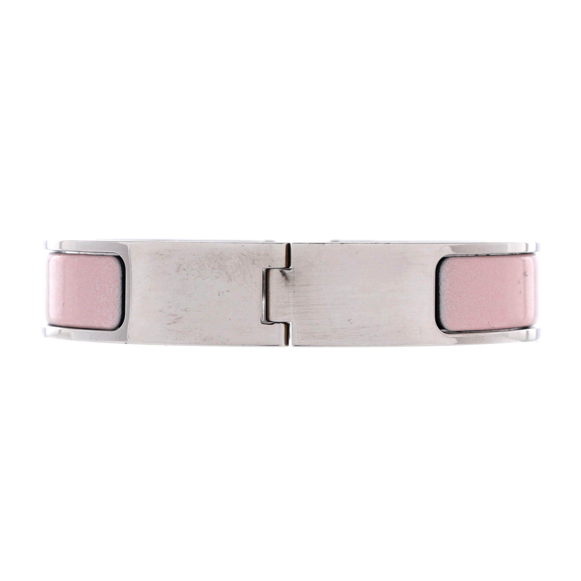 Pre-Owned Hermes Clic H Bracelet Enamel Narrow, Alternate, color, Pink