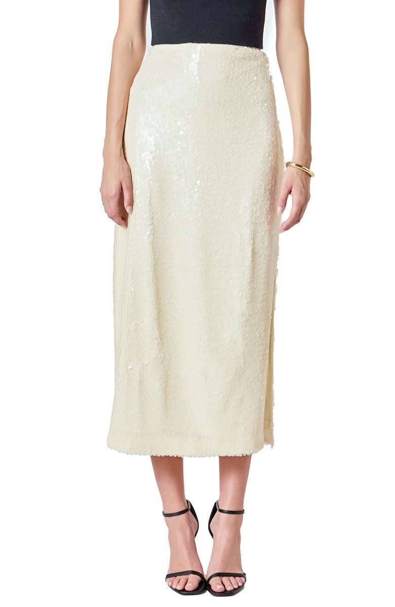 Endless Rose Sequin Midi Skirt, Main, color, Ivory