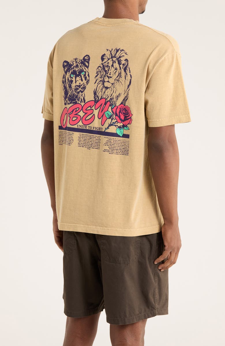 Obey Unite & Fight Graphic T-Shirt, Alternate, color, Pigment Light Khaki