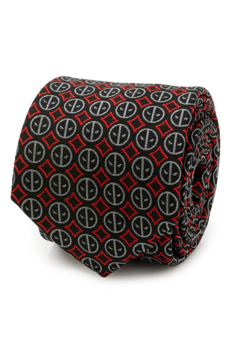 Cufflinks, Inc. x Marvel Deadpool Medallion Silk Blend Tie, Alternate, color, Black