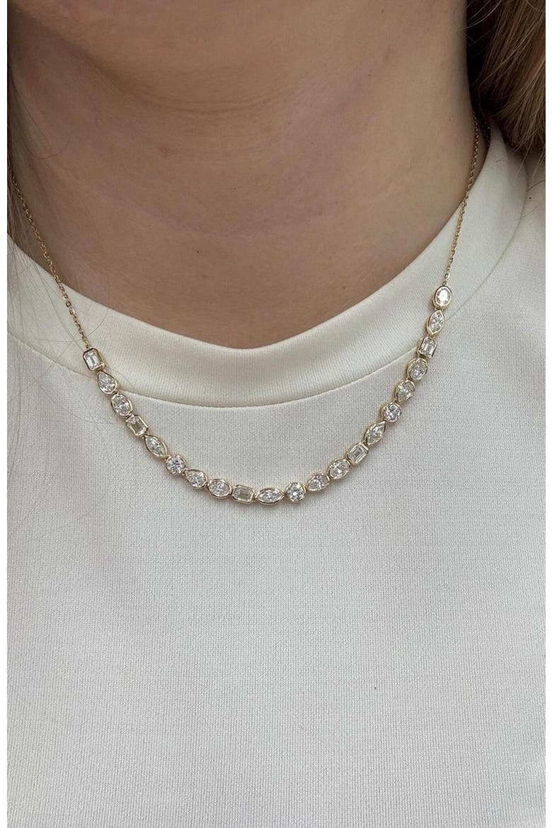 Multi Shape Half Bezel Tennis Lab Diamond in 14K, Alternate, color, Yellow Gold