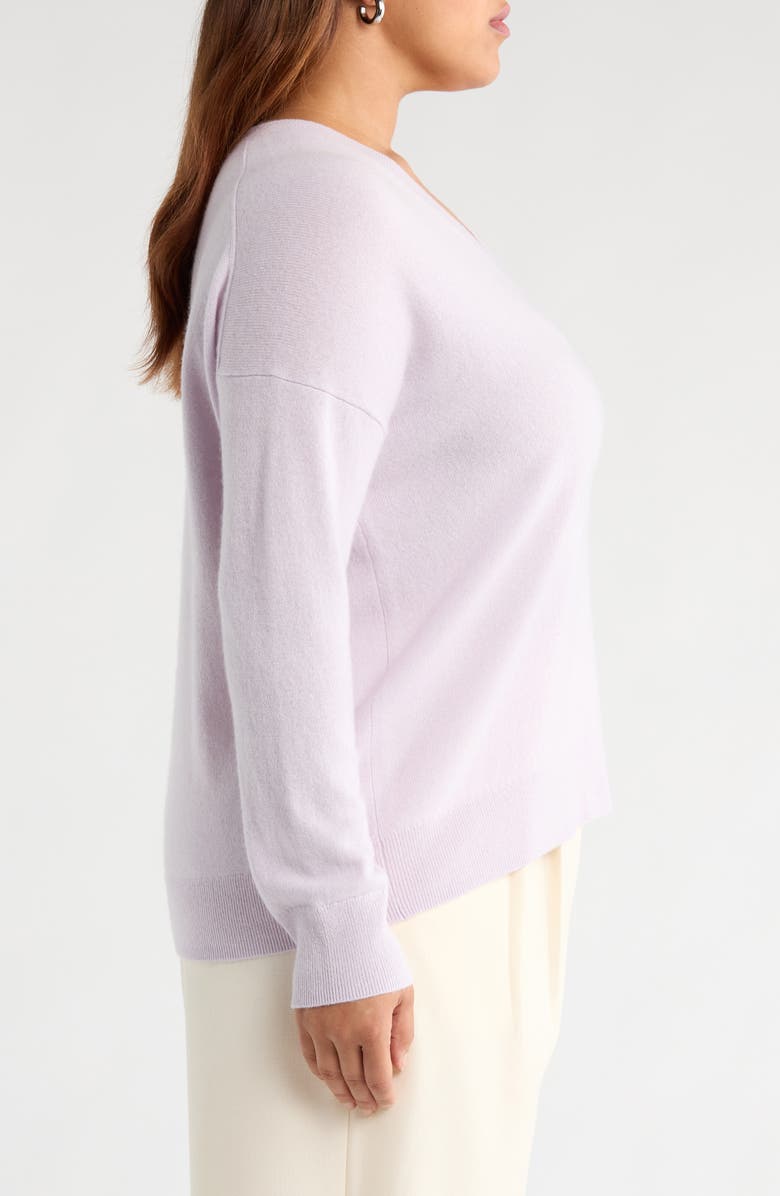Nordstrom Cashmere V-Neck Sweater, Alternate, color, Purple Evening