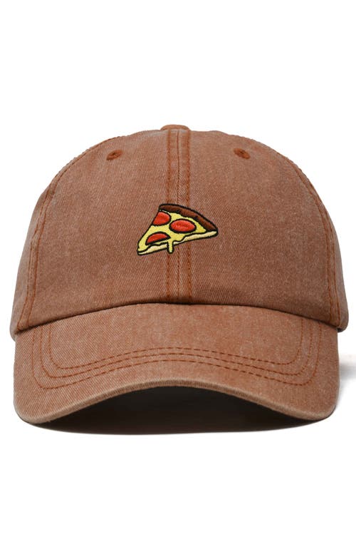 Dalix Pizza Slice Embroidered Dad Hat In Washed Orange
