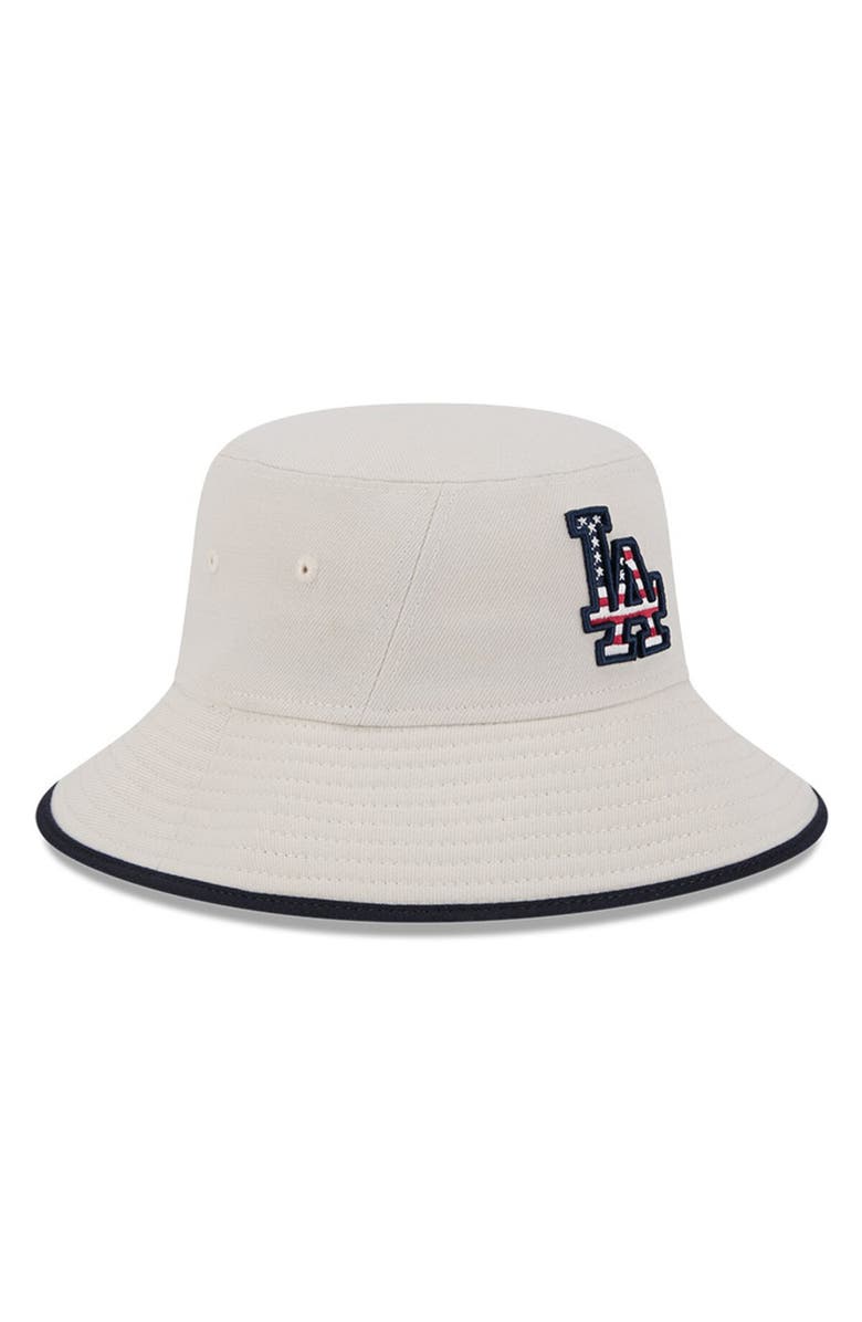 New Era Men's New Era Khaki Los Angeles Dodgers 2024 Fourth of July Bucket Hat, Alternate, color,