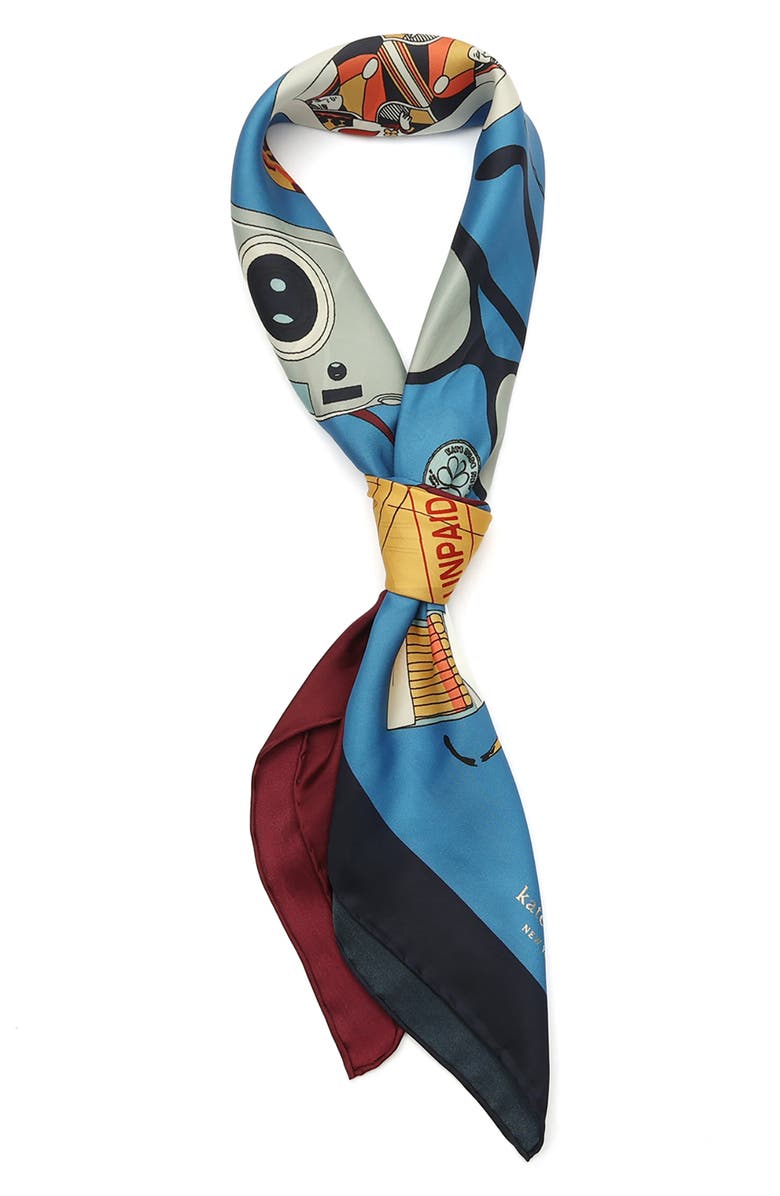 Kate Spade New York What
s in My Bag Square Silk Scarf, Alternate, color, Blue Multi