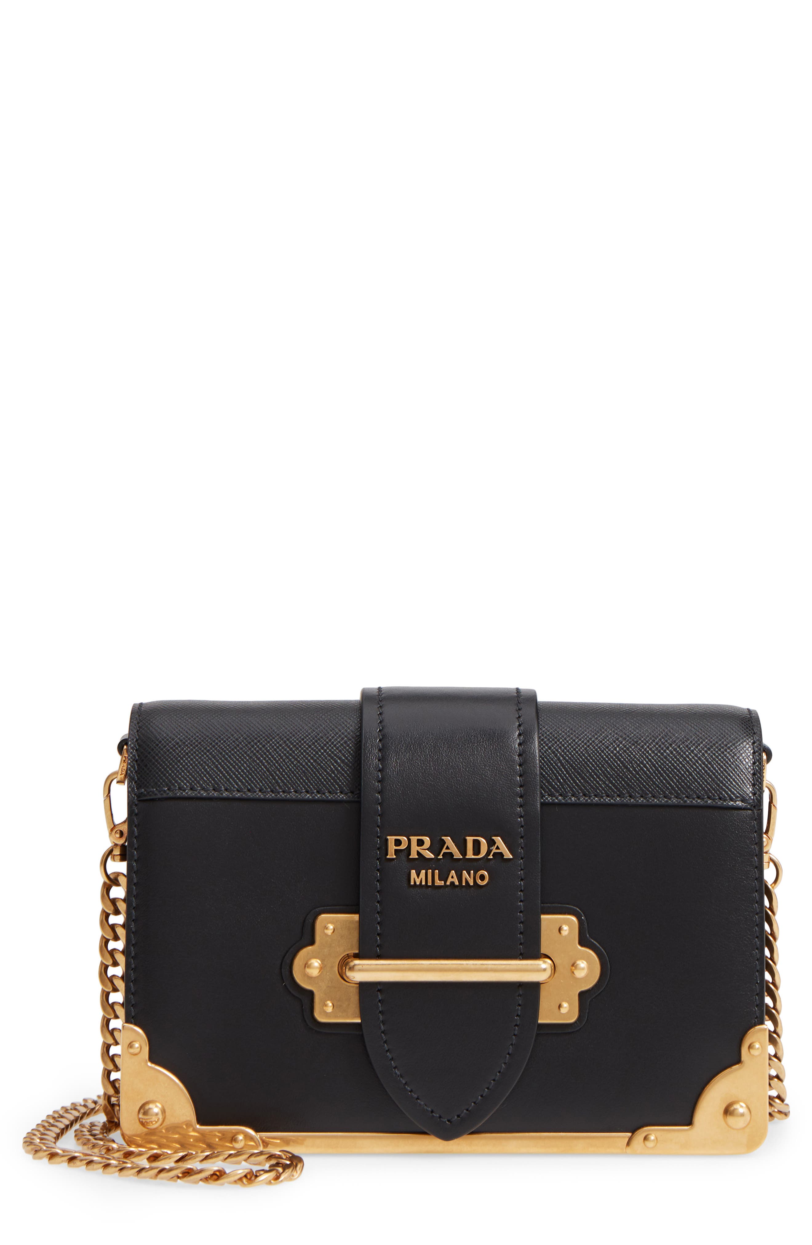 Small Cahier Calfskin Leather Shoulder Bag, Main, color, NERO