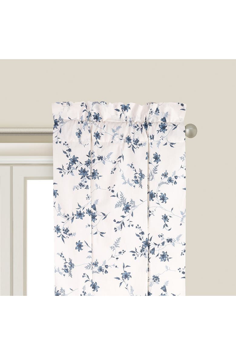 Blue Floral Toile Cotton Window Curtain Drapery Single Panel, Alternate, color, Blue