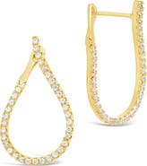 Sterling Forever 14K Gold Plated Brass CZ Studded Drop Earrings