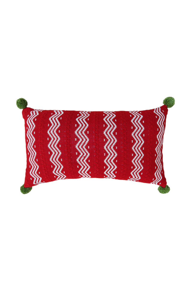 Red Zig-Zag Stripe Lumbar Pillow, Main, color, Red
