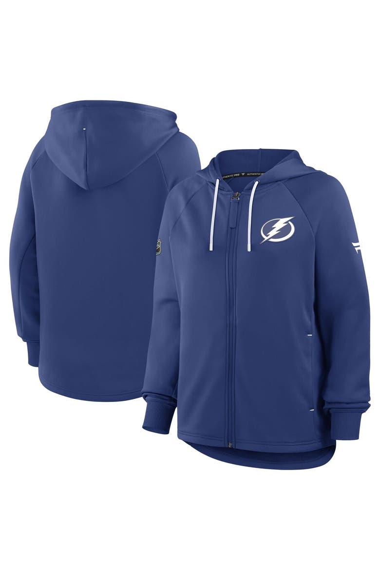 Women's Fanatics Blue Tampa Bay Lightning Authentic Pro Rink Raglan Full-Zip Hoodie, Alternate, color, Blue