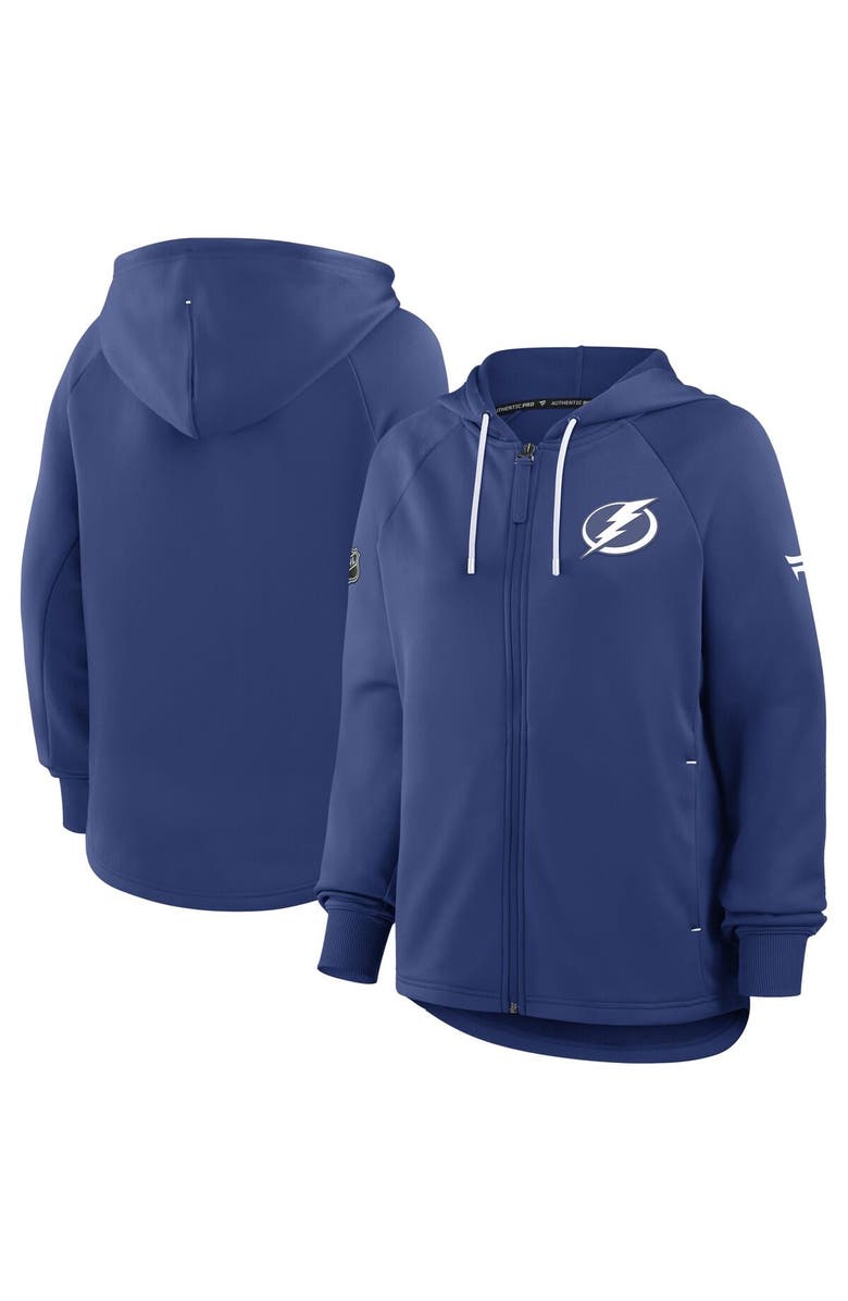 FANATICS Women's Fanatics Blue Tampa Bay Lightning Authentic Pro Rink Raglan Full-Zip Hoodie, Alternate, color, Blue