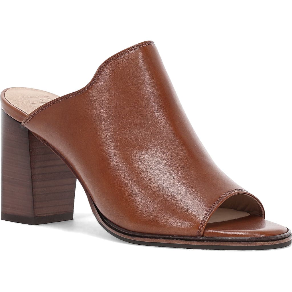 Frye Stella Leather Block-heel Mule Sandals In Cinnamon