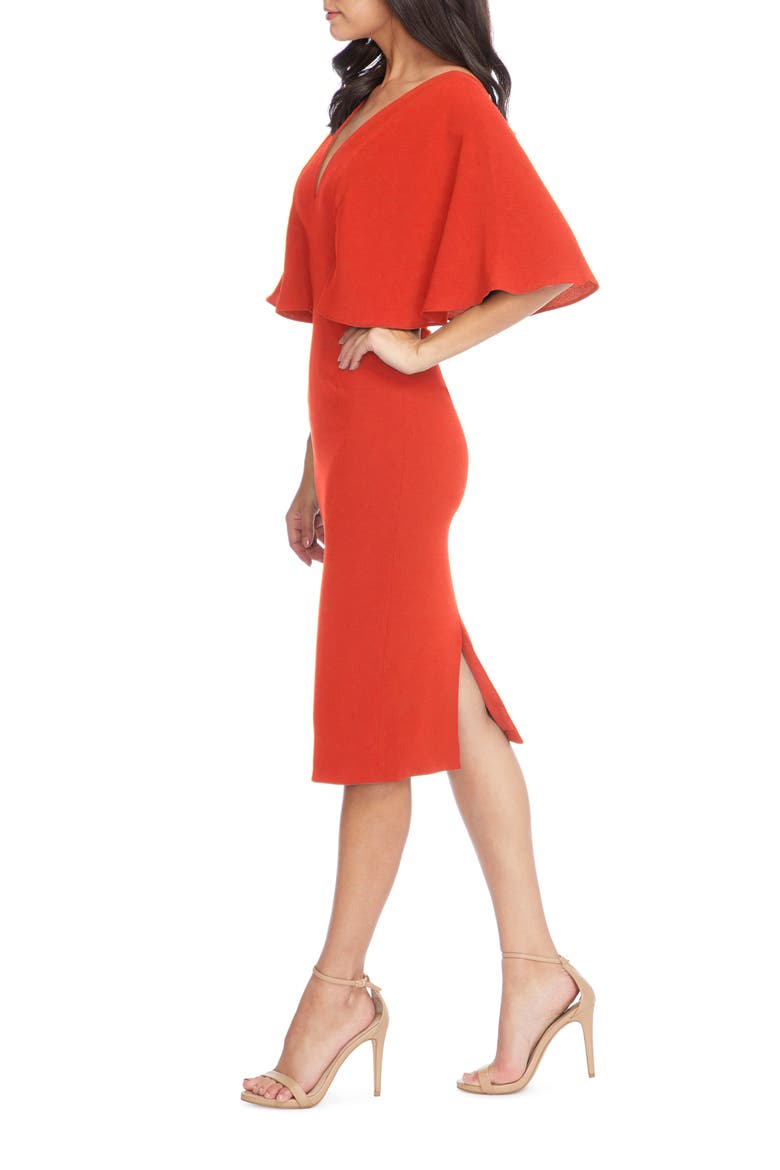 Louisa Butterfly Sleeve Cocktail Dress, Alternate, color, POPPY