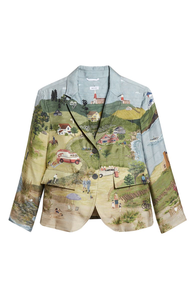 Thom Browne Country Scene Print Silk Sport Coat, Main, color, Seasonal Multi