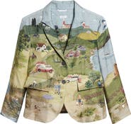Thom Browne Country Scene Print Silk Sport Coat