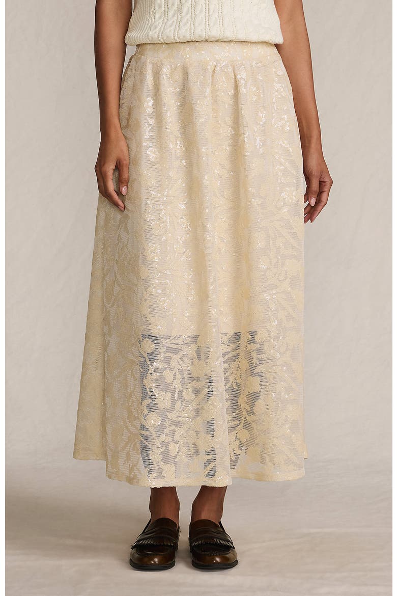 Sequin Lace Mid Rise Midi Skirt, Main, color, Champagne Rose