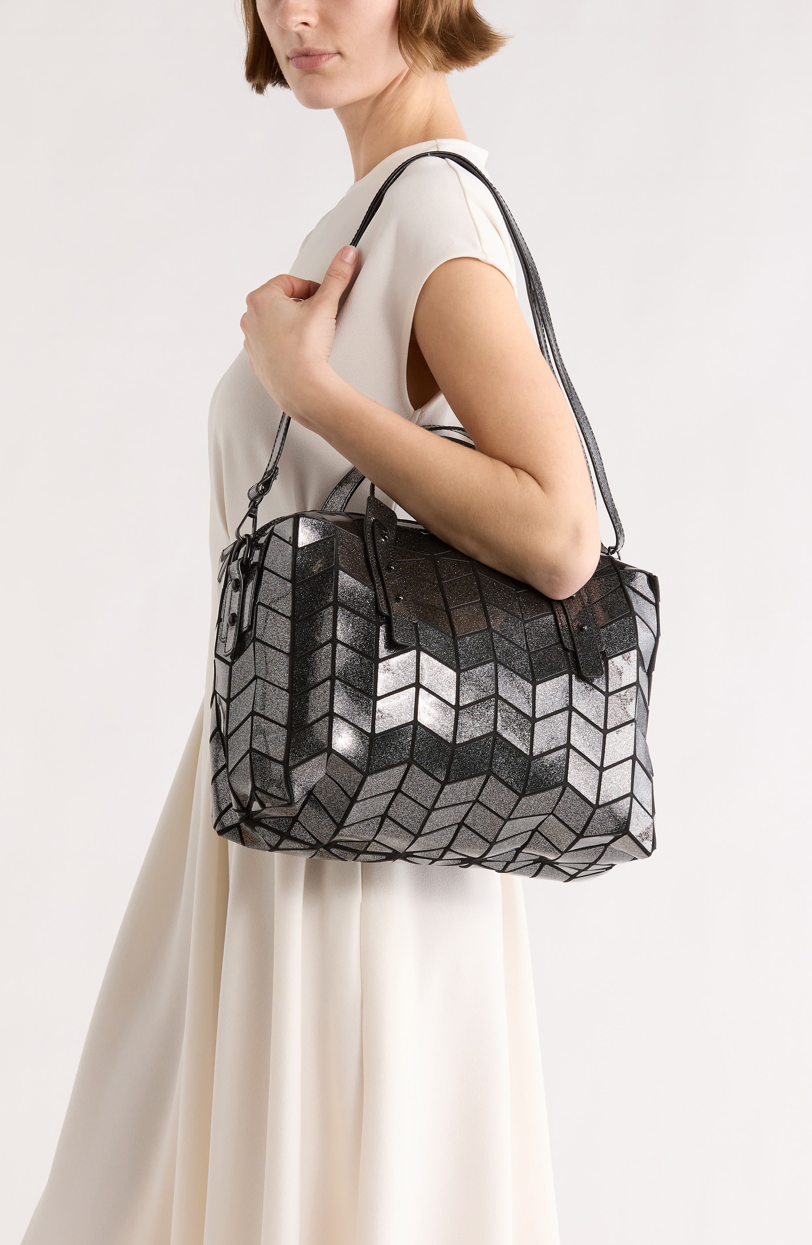 Glitter Top Handle Bag, Alternate, color, SILVER GLITTER