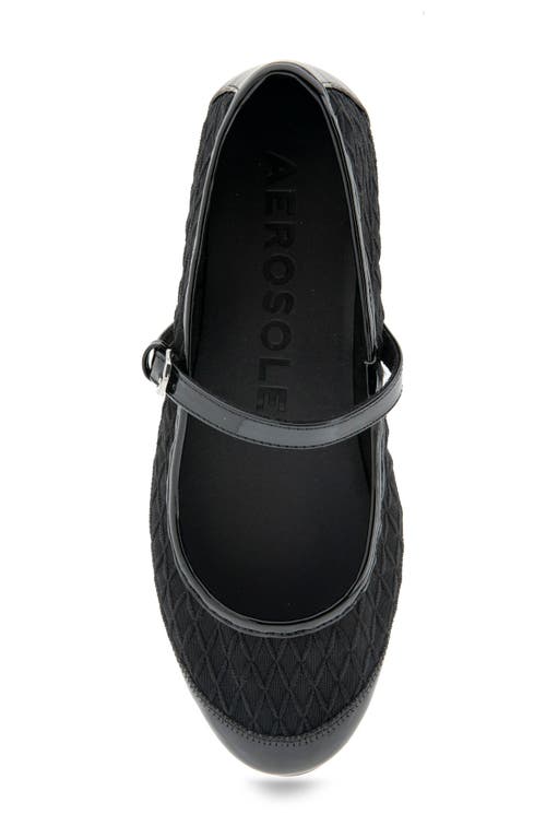 Shop Aerosoles Baylee Mesh Mary Jane Flat In Black Mesh Fabric