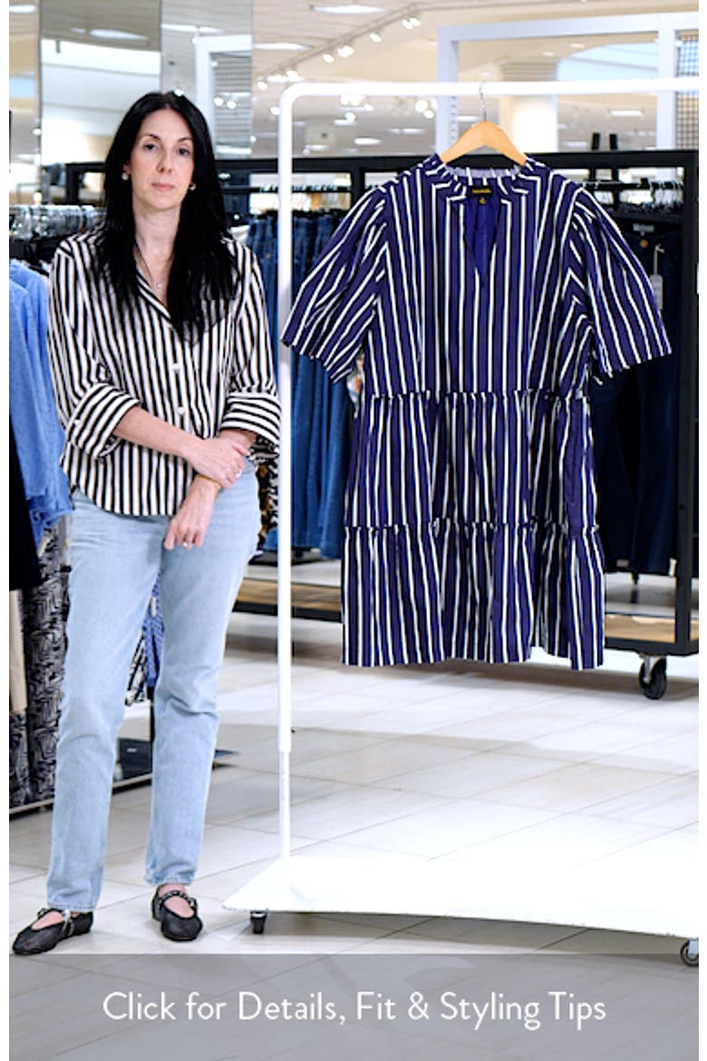 Stripe Split Neck Trapeze Dress video