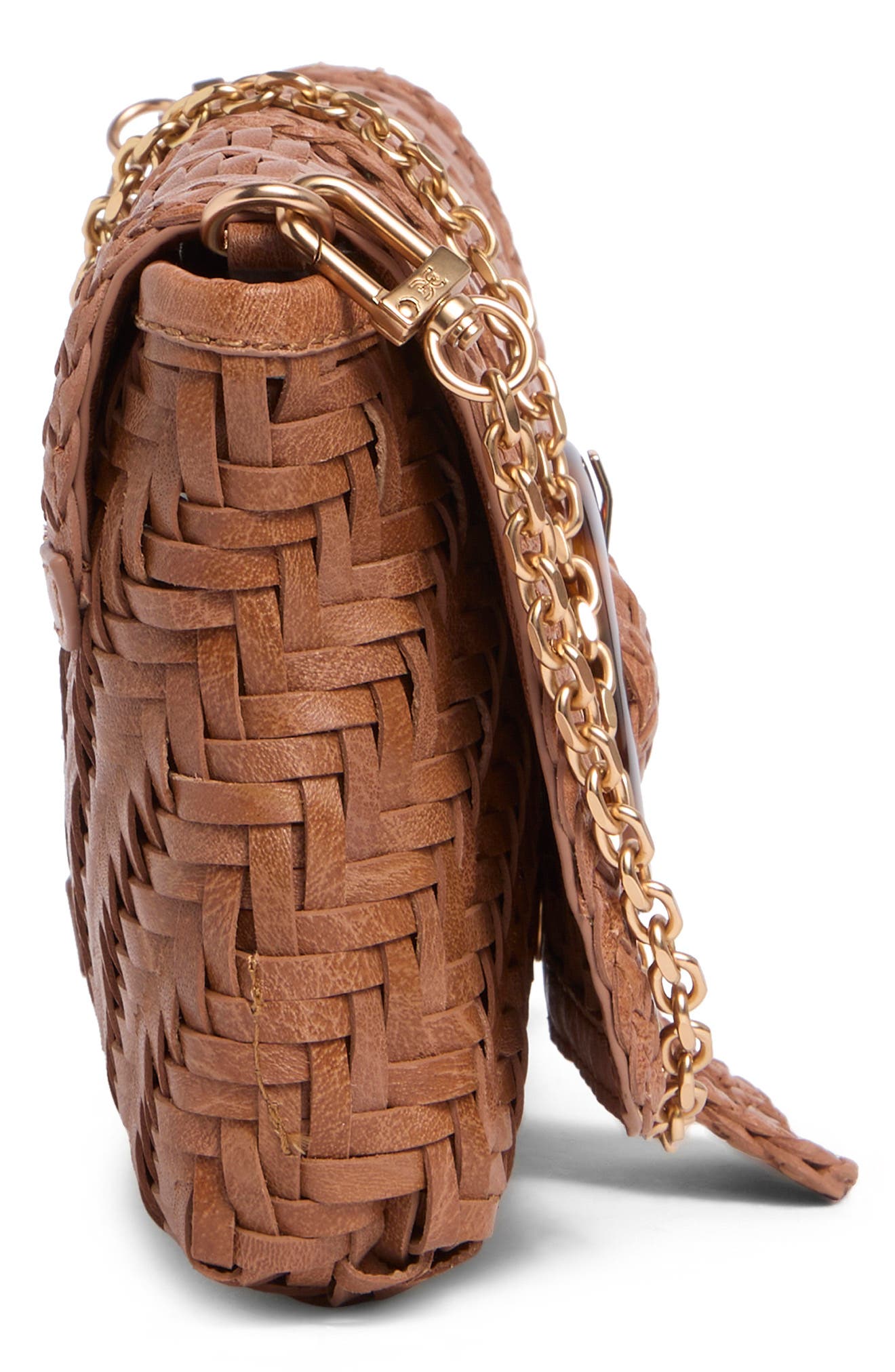 Bailee Woven Leather Clutch, Alternate, color, CARAMEL