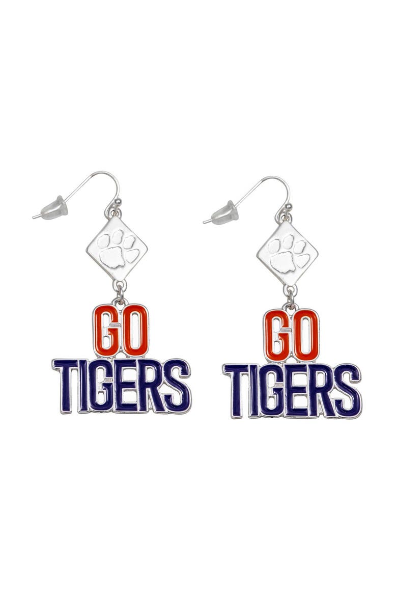 Clemson Tigers Della Earrings, Main, color, Silver