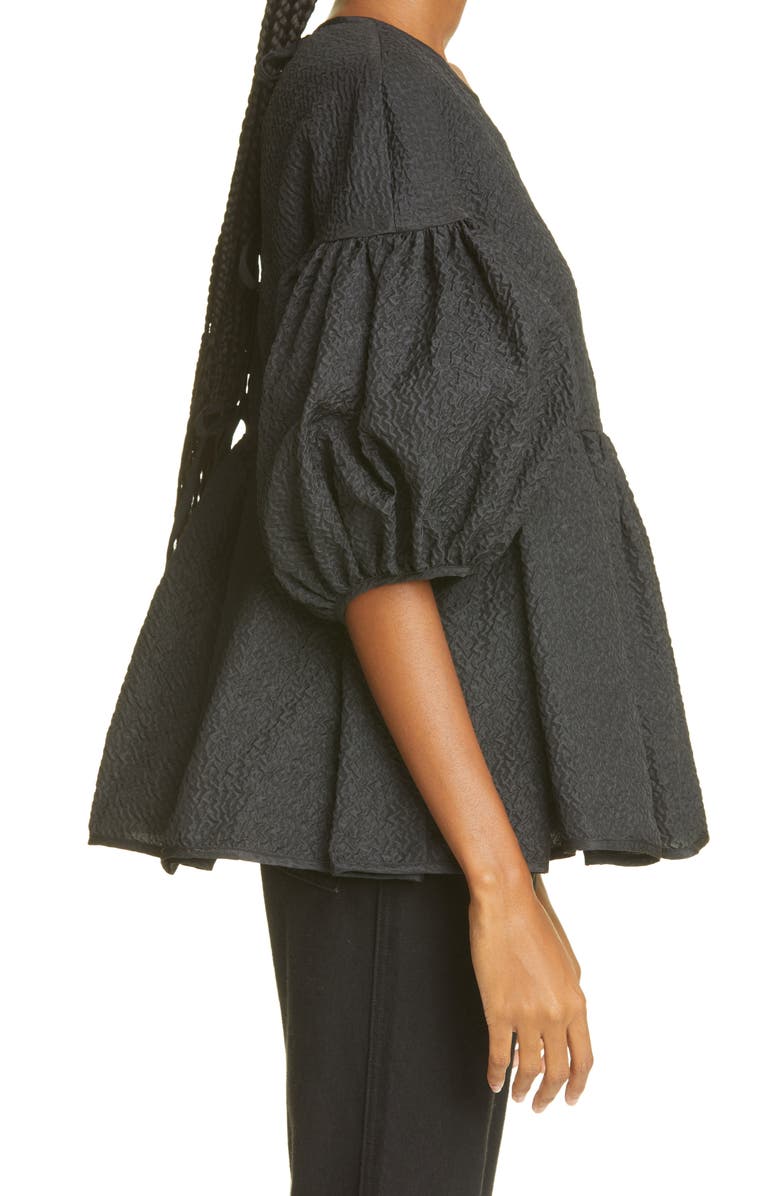 Cecilie Bahnsen Jerry Puff Sleeve Babydoll Cloqué Top, Alternate, color, 