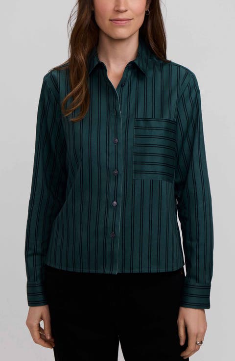 Jodie Stripe Cotton Button-Up Shirt