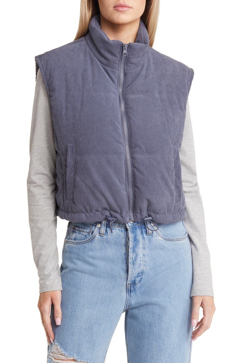 Crop Corduroy Vest, Alternate, color, DUSTY BLUE