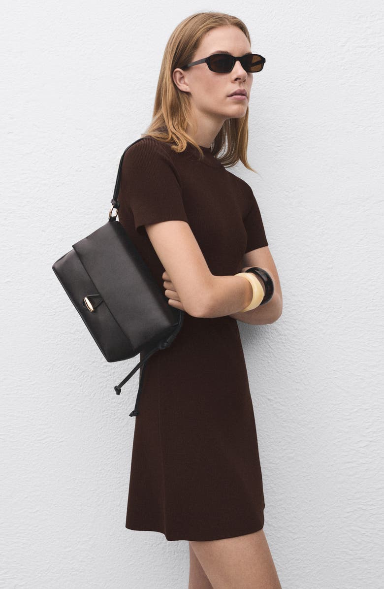 MANGO Perkins Sweater Dress, Alternate, color, Chocolate