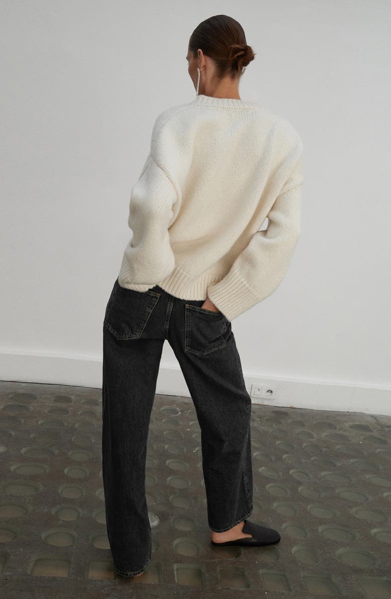 MANGO Selection Mid Rise Straight Leg Jeans, Alternate, color, Black