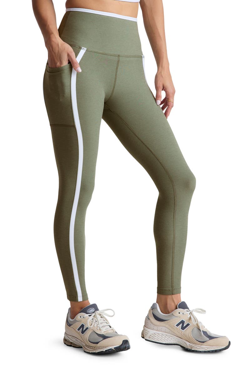 Out of Pocket Side Stripe High Waist Pocket Leggings, Alternate, color, GREY SAGE/ CLOUD WHI