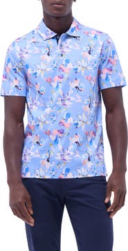 Bugatchi Hendrix Digital Floral Print Pima Cotton Polo