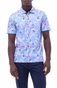Bugatchi Hendrix Digital Floral Print Pima Cotton Polo