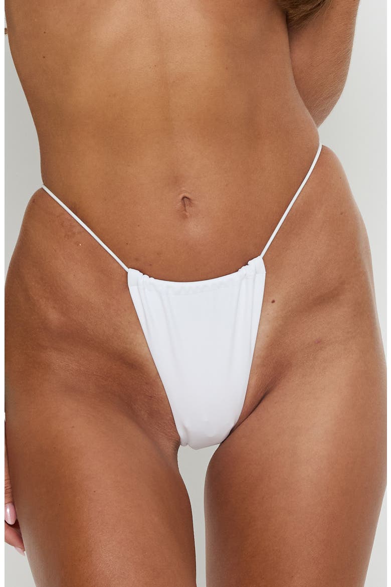 Selbie String Ruched Bikini Bottoms, Main, color, WHITE