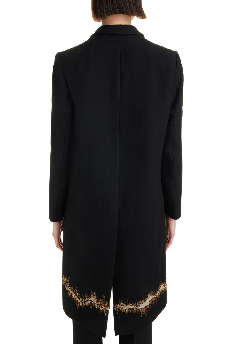 Richy Embroidered Hem Wool Flannel Coat, Alternate, color, BLACK