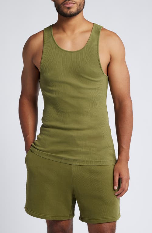 Elwood Malibu Cotton Rib Tank in Vintage Olive 