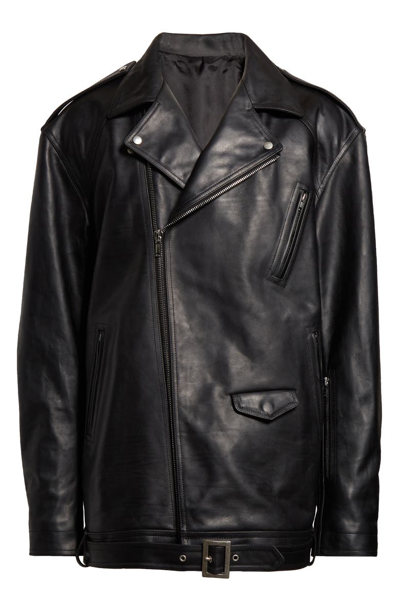 Rick Owens Luke Stooges Oversize Leather Moto Jacket, Alternate, color, 