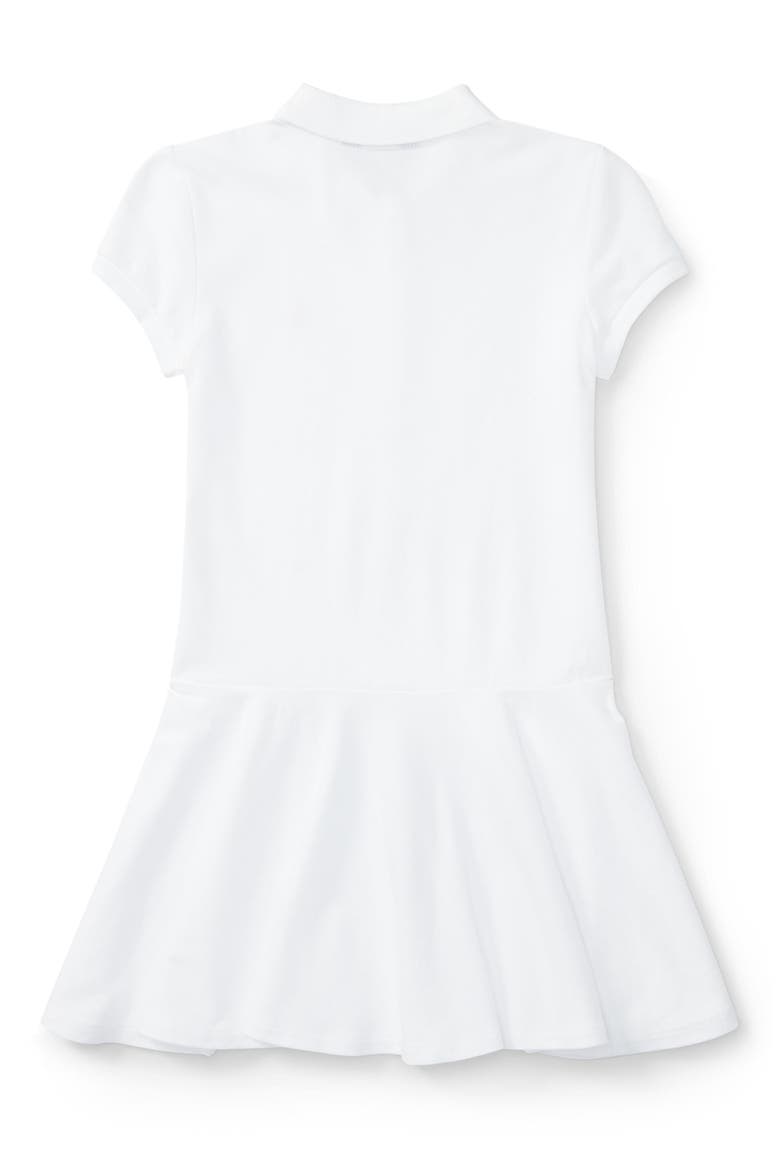 Kids' Stretch Cotton Mesh Polo Dress, Alternate, color, WHITE
