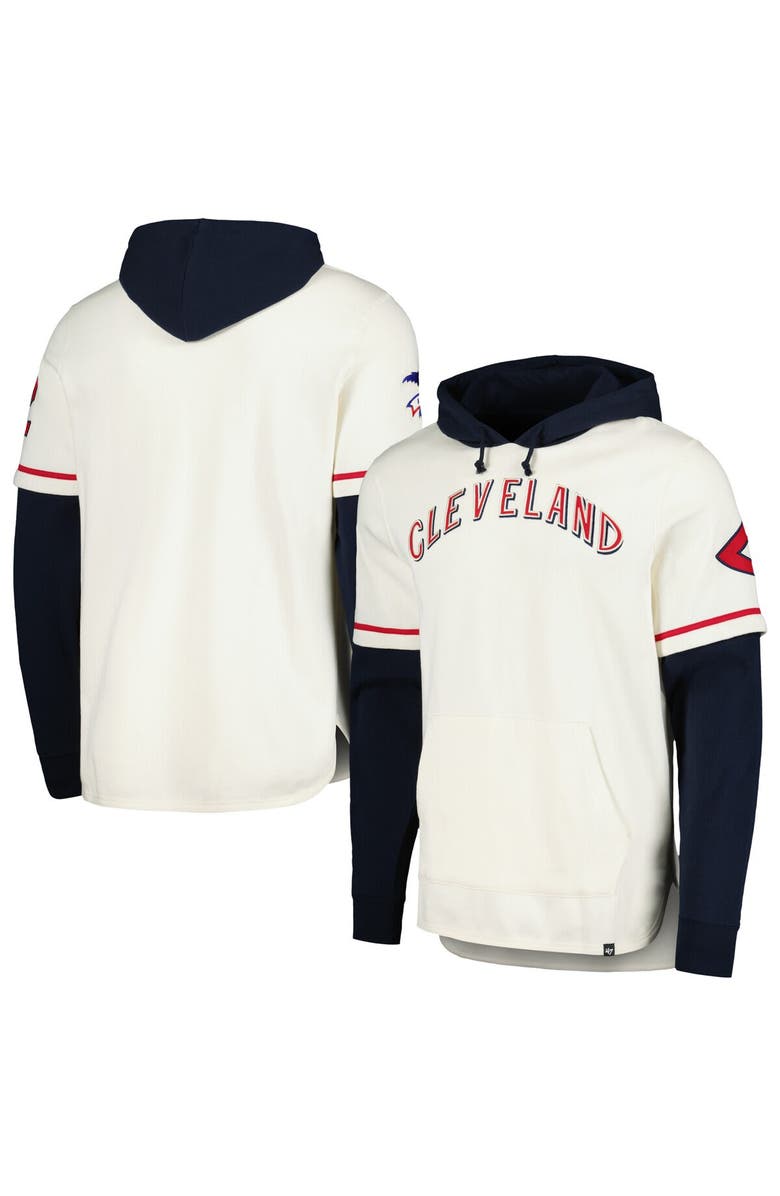 '47 Men's '47 Cream Cleveland Indians Trifecta Shortstop Pullover Hoodie, Alternate, color, 