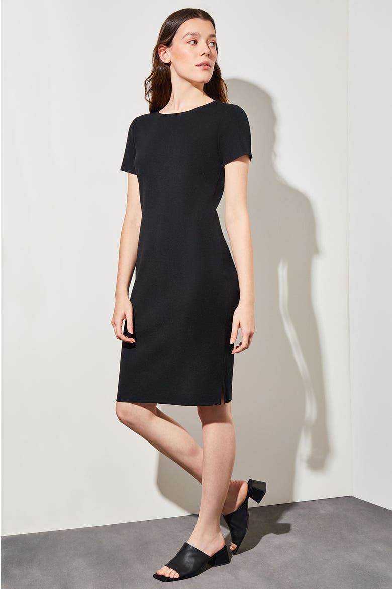 Short Sleeve Knit Dress, Alternate, color, Black